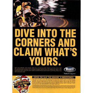 2003 Buell Motorcycles Slay the Dragon Deal's Gap Vintage Print Ad Wall Art